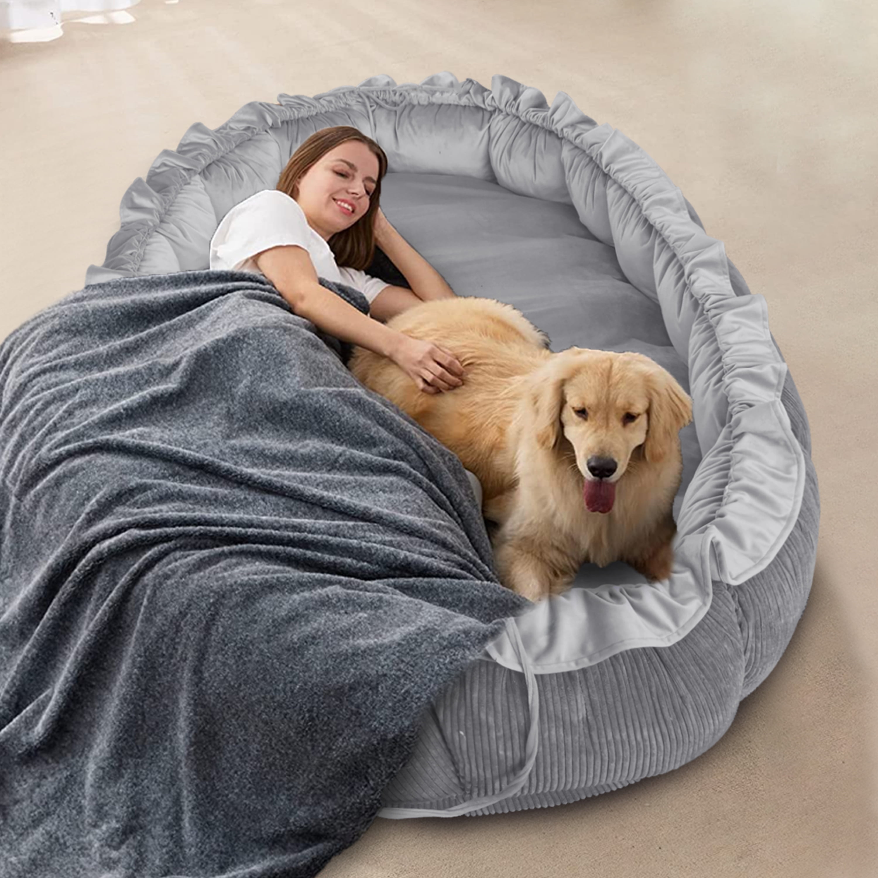 Rounuo Giant Human Dog Bed Very Safe Bean Bag Bed Large xxxl Dog Beds ...