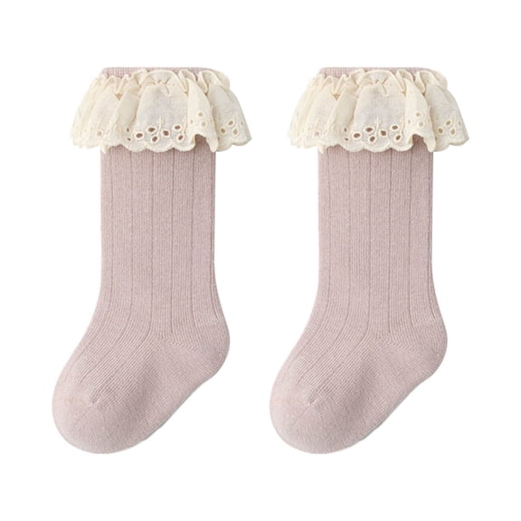 Baby Socks - Baby Boy Girls Toddlers Indoor Solid Slipper Shoes Antislip Socks Booties First Lace Ruffle Socks, Socks for Children,Color: Pink Size: 3-5 Years