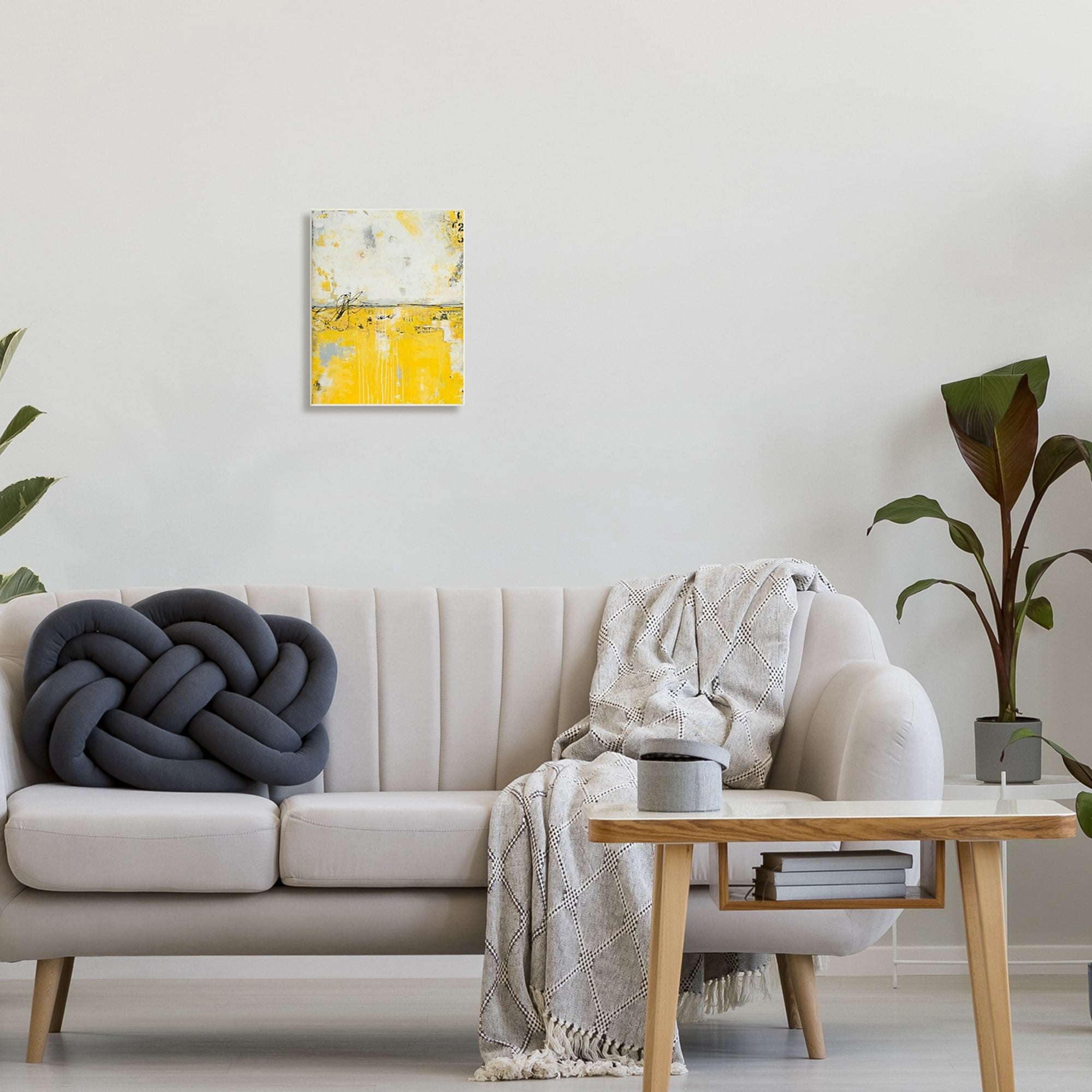 Stupell Industries Yellow Weathered Street Style Modern Scribble Stencil Painting Unframed Art Print Wall Art, Design by Erin Ashley