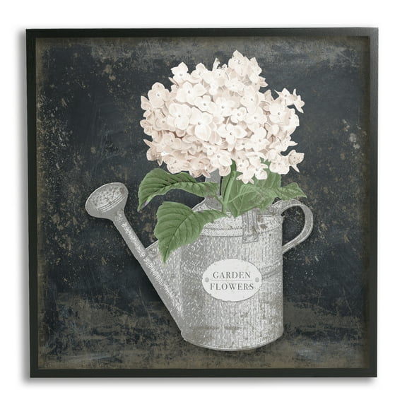 Stupell Industries Garden Flowers Can Botanical & Floral Painting Black Framed Art Print Wall Art, 12 x 12