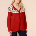 thumbnail image 2 of Fiaer,Womens Going out Oversized Button down V Neck Long Sleeve Casual Trendy Loose Fit Printed Comfy Breathable Tops Red10 XXXL, 2 of 5