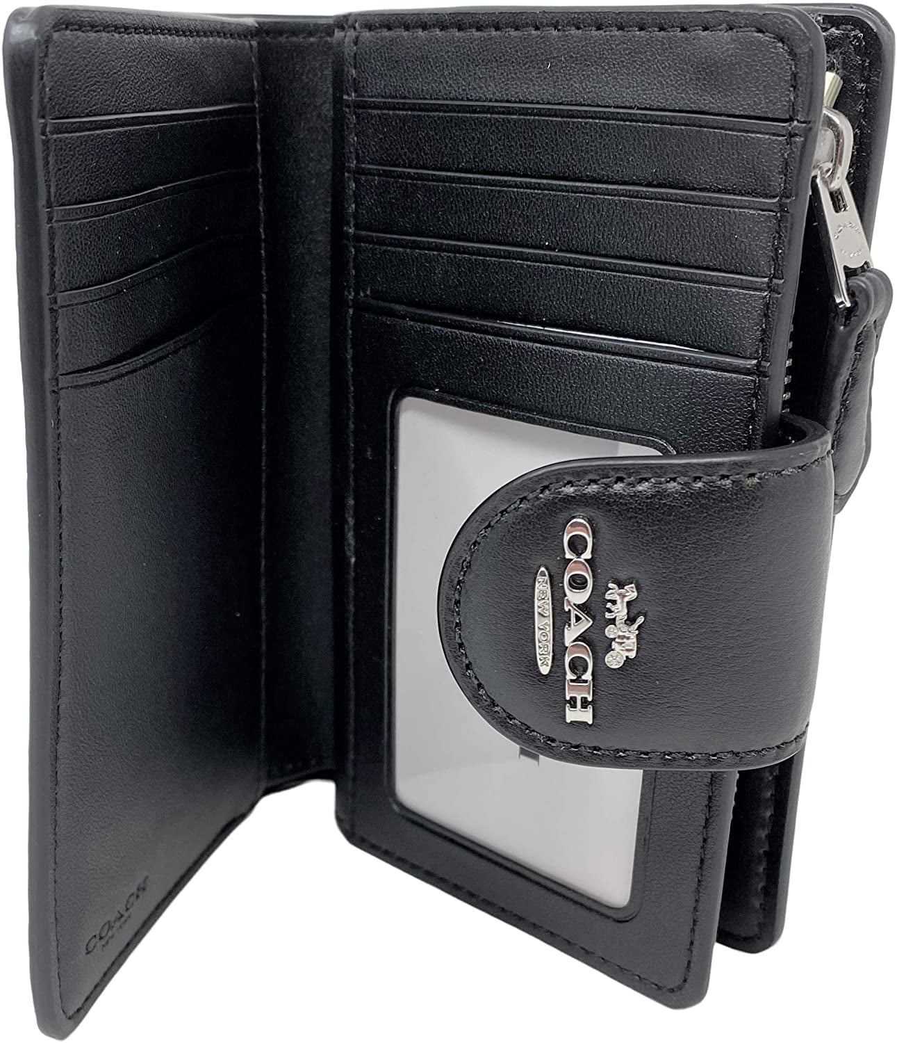 Coach Women's Medium Leather Corner Zip Wallet in Signature Brown/Black,  Women