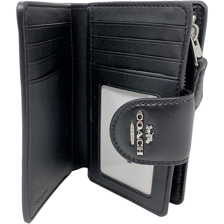 Black coach wallet with silver hardware hotsell