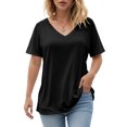thumbnail image 6 of vigerkar Women's Vneck T-Shirt Lightweight Short Sleeve Cotton Tee for Daily Fashion Clothes (Black, L), 6 of 8
