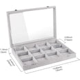 thumbnail image 5 of Organizador de joyas, caja de almacenamiento de 12 rejillas con tapa de metal, caja de almacenamiento de joyas para relojes, anillos, aretes, pulseras, color gris, 5 of 5