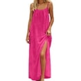 thumbnail image 3 of Aboser Womens Backless Cami Dress Summer Casual Sleeveless Maxi Dresses Lightweight Soft Spaghetti Strap Sundress Loose High Split Beach Dress, 3 of 8