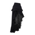 thumbnail image 4 of Unir Women Tiered Ruffle High Low Irregular Long Skirt Elastic Waist Mesh Lined Pirate Vintage Retro Bottom 1PC S-M-L Plus Size Friendly, 4 of 6