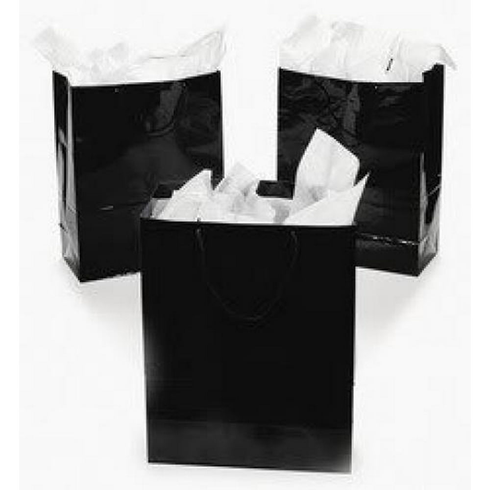 Large Black Gift Bags Party Supplies 12 Pieces