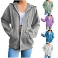 thumbnail image 6 of ZSQDM Under $15 Women'S Full Zip Up Hoodie Long Sleeve Hooded Sweatshirts Pockets Jacket Coat For Women Polyester Women'S Hoodies & Sweatshirts Grey Women'S Nylon Hoodie Xxl, 6 of 6
