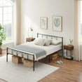 YUSAZENS Sturdy Modern Stylish Iron Full Size Bed Frame with Headboard