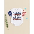 thumbnail image 5 of Aojekbee Baby Girls Boys Romper, Short Sleeve Crew Neck Letters Print Summer Bodysuit Clothes for Independence Day, 5 of 10