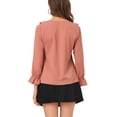 thumbnail image 3 of BLUSA CON VOLANTES PARA MUJER INSPIRE CHIC, ELEGANTE, CON ESCOTE EN V, DE MANGA LARGA, TALLA XL, ROSA OSCURO, 3 of 8