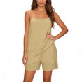 thumbnail image 5 of Fewfanhot Sets for Women Cotton-Linen Camisole Set, Adjustable Strap Tank Top & Loose Shorts, Soft Casual Lounge Wear, 5 of 7
