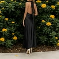thumbnail image 4 of Women's Sexy Satin Party Dress Elegant Neck Long Slit Evening Gown For Dinner Party Night Out Spring Summer, 4 of 6