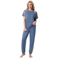 thumbnail image 2 of MINTREUS Lounge Sets for Women Two Piece Pajama Set Short Sleeve Pjs Joggers Long Pants Tracksuit with Pockets, 2 of 7