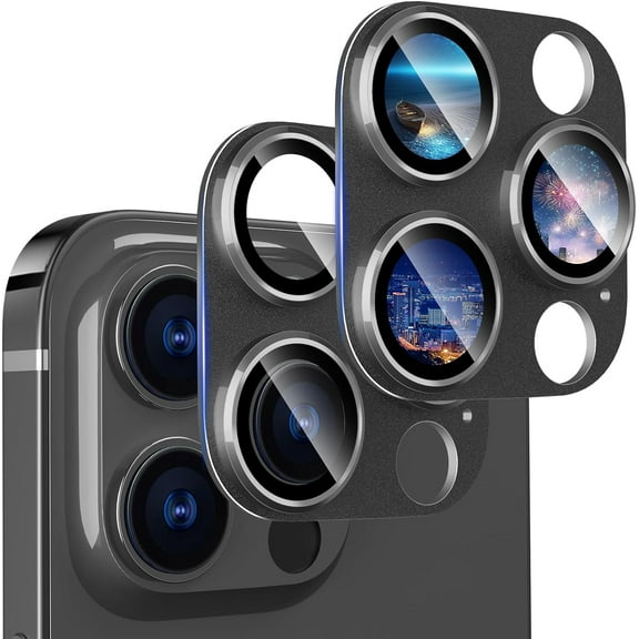 2 Pack for iPhone 15 Pro/iPhone 15 Pro Max Camera Lens Protector, HD Tempered Metal Matte Glass Anti-Scratch, Case Friendly Full Screen Cover Film Accessories, Black