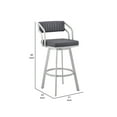 thumbnail image 5 of Blake 30 Inch Swivel Bar Stool, Open Back, Silver, Gray Faux Leather - Saltoro Sherpi, 5 of 6