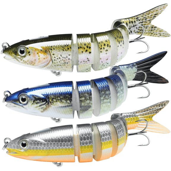Swimmax Easy Catch Fishing Lures with BKK Hooks, Wiggling, Vibrating, Rattling and Gurgling for More Bites, Heavy-Duty Dyneema Fiber Jointed Swimbaits for Bass, Trout, Crappie, Walleye, Pike