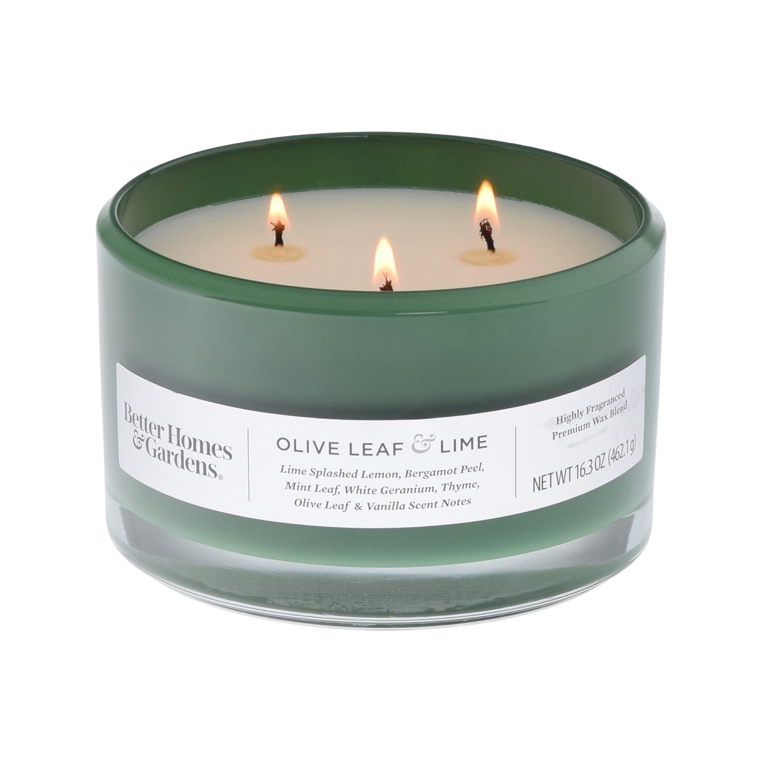 Better Homes & Gardens 16oz Olive Leaf & Lime Scented 3-Wick Glass Dish Candle