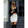 thumbnail image 5 of Womens Fuax Leather Skirt High Waisted Bodycon Pencil Mini Skirts with Shorts, 5 of 13