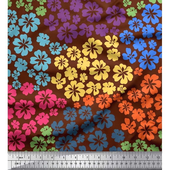 Soimoi Georgette Viscose Fabric Artistic Flower Printed Fabric 1 Yard 42 Inch Wide