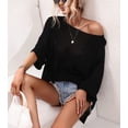 thumbnail image 4 of Chouyatou Women's Spring Oversized Short Sleeve Crochet Sweater Top Beach Summer T-Shirt, 4 of 5