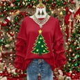 thumbnail image 2 of Womens Christmas Sweatshirts Pleated Long Sleeves Christmas Tops Crew Neck Pullover Sweater Blouses Xmas Graphic Dressy Causal Christmas Shirts Top, 2 of 5