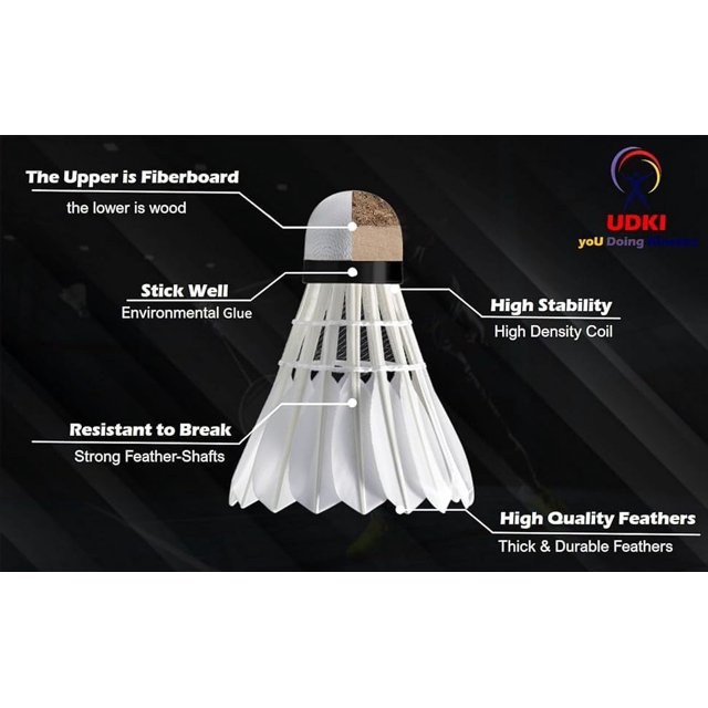 PZ & RV Badminton Feather Shuttlecocks , White Feather A5 - Speed 77 | Pack Of 3 For Beginner To Professional Players