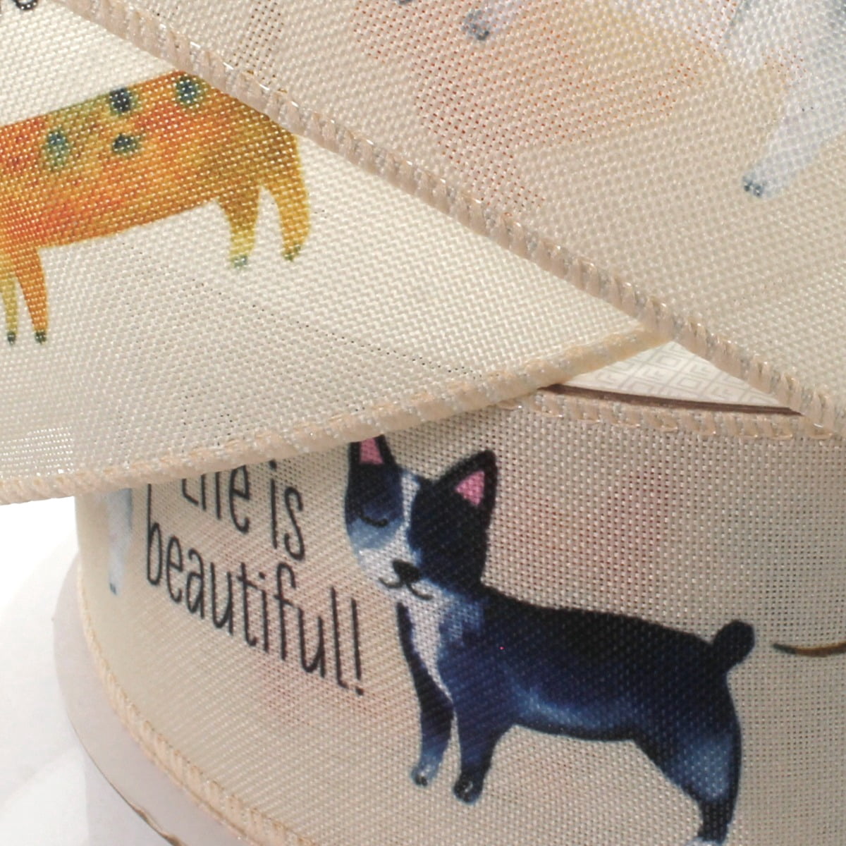2 1/2" Wired Ribbon Dogs Life 25 Yards