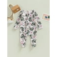 thumbnail image 2 of Bagilaanoe Newborn Baby Girl Boys Footed Jumpsuit Print Long Sleeve Bodysuit 3M 6M 12M 18M Infant One Piece Romper, 2 of 9
