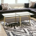 thumbnail image 2 of 47" Gold Glass and Walnut Rectangular Coffee Table With Shelf, 2 of 5