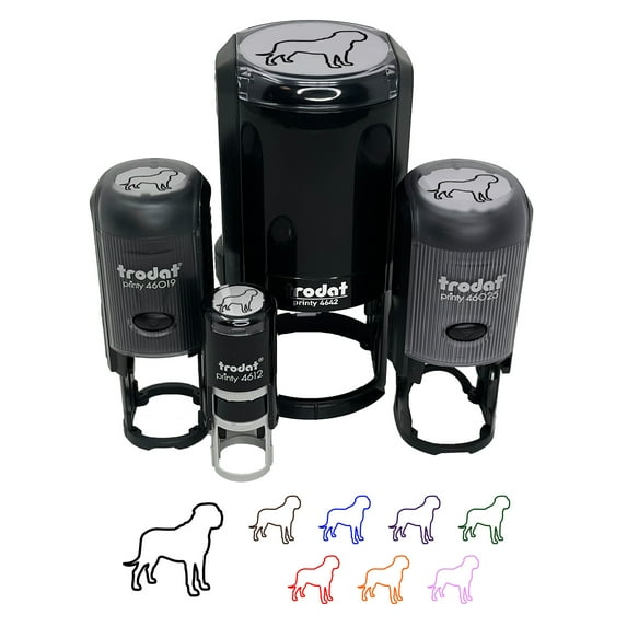 English Mastiff Dog Outline Self-Inking Rubber Stamp Ink Stamper - Fuchsia Ink - Medium 1 Inch