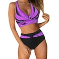 thumbnail image 1 of Women Sexy Push Up Tankini Set High Waisted Two Piece Swimwear Retro Ruched Bikini Swimsuit with Print Design, 1 of 4