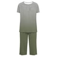 thumbnail image 4 of Frostluinai Gradient Pajama Sets for Women 2 Piece Short Sleeve Hide Belly Henley Shirts with Capri Pants Soft Comfy Sleepwear Loungewear, 4 of 5