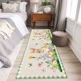 thumbnail image 4 of Runner Rug 2'x6', Happy Easter Bunny Washable Non-Slip Hallway Runner Rugs, Spring Floral Burlap Sage Green Plaid Bedside Rugs Floor Mats Carpet Runners for Kitchen Bathroom Laundry Room, 4 of 8
