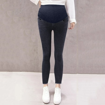 

Women s Nine Minutes Of Small Leg Pants Adjustable Head Maternity Belly Jeans Women s Jeans Dark Blue L