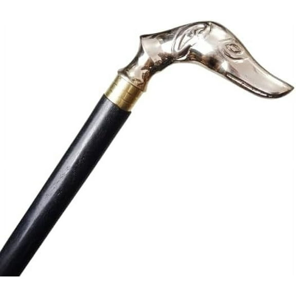 Antique Vintage Brass Dog head Handle stick Collectible wood walking stick cane Victorian Sputnik Wooden Walking Stick Canes