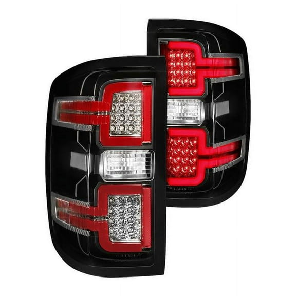 Sequential Fiber Optic LED Tail Lights for 2014-2018 Chevy Silverado 1500, Black