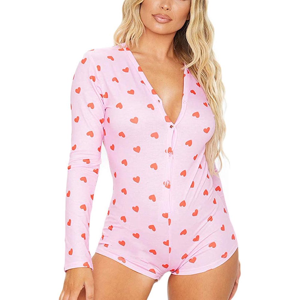 Ma&Baby Womens Pajamas Romper Cloud Dot Printed Long Sleeve Night