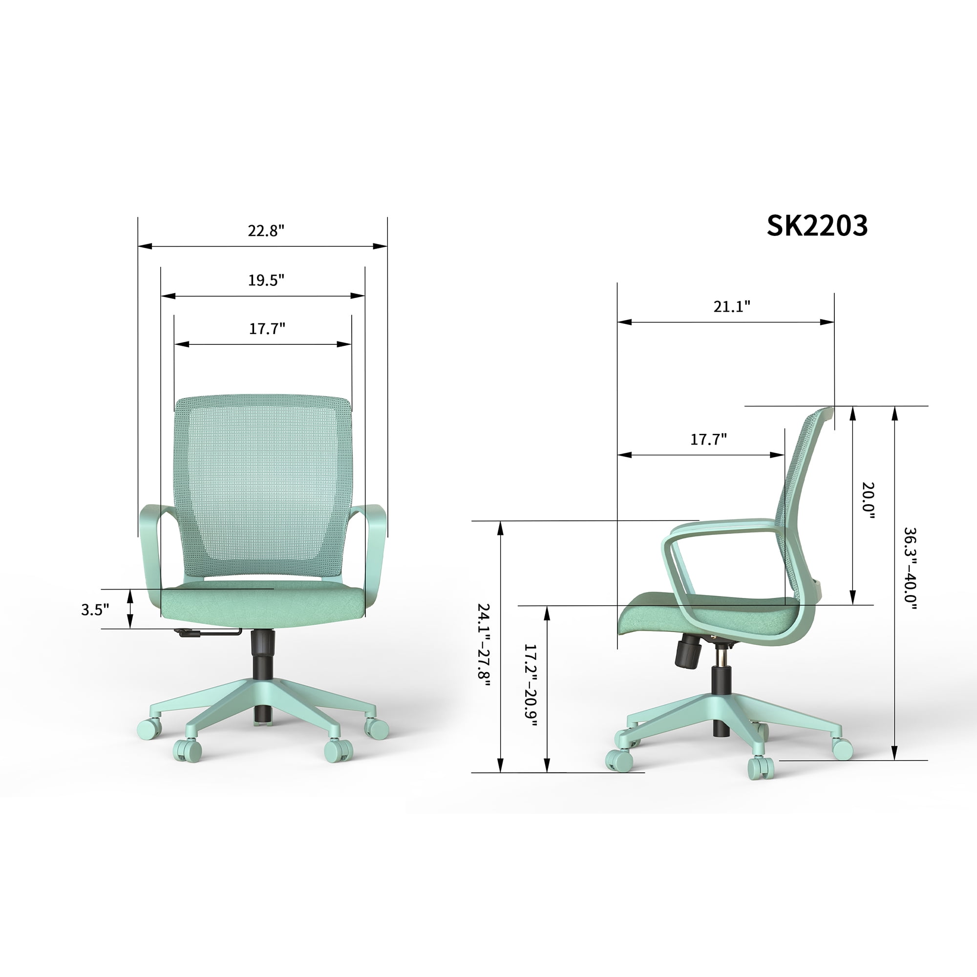 Homy Casa Modern Mesh Task Chair, Adjustable Height Computer Desk Chair with Lumbar Support, 350 lb, Blue