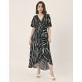 thumbnail image 2 of Moomaya V Neck Wrap Printed Georgette Short Sleeve Dress - Women's Wrap Dress, 2 of 9