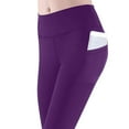 thumbnail image 6 of Kvture Capri Leggings for Women with Pockets Tummy Control Butt Lifting Yoga Pants High Waisted Stretch Workout Running Leggings Purple XL, 6 of 9