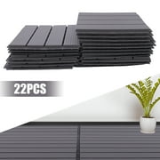 Loyalheartdy 22Pcs PP Interlocking Decking Tiles, 12x12In In/Outdoor Balcony Patio Deck Tiles Waterproof Non-slip 22 sq. ft Gray
