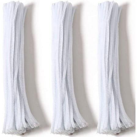 300Pcs Pipe Cleaners Craft Supplies - 6 mm x 12 inch Pipe Cleaners Chenille Stems for Craft Kids DIY Art Projects Supplies White