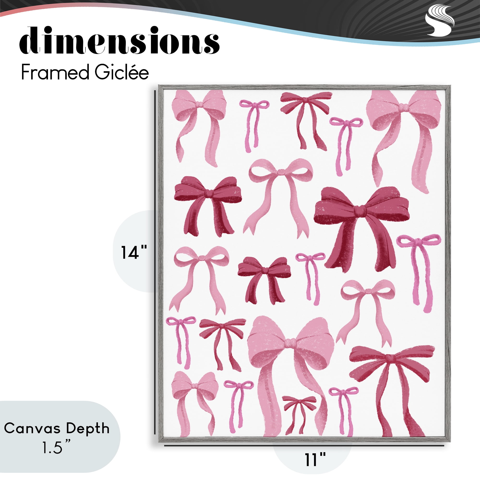 Stupell Industries Bows All Over Pink & Red Gray Framed Giclee Art, design by Marcus Prime