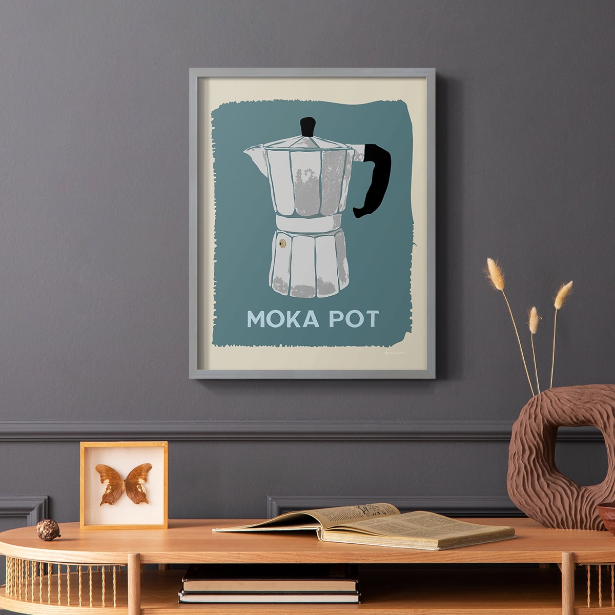 Modern Coffee II in Gray Solid Wood 11 x 14 Framed Print