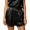 *076-Black, variant on Cutuoiiu Women's Solid Color High Waist Satin Shorts with Lace Trim and Pockets Casual Loungewear