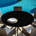 thumbnail image 6 of Black Round Tablecloth, Fitted Table Cover with Elastic for 55"-60" Round Tables, Solid Color Farmhouse Black Table Cloth Outdoor Indoor Dinning Party Waterproof Tablecloths, 6 of 7