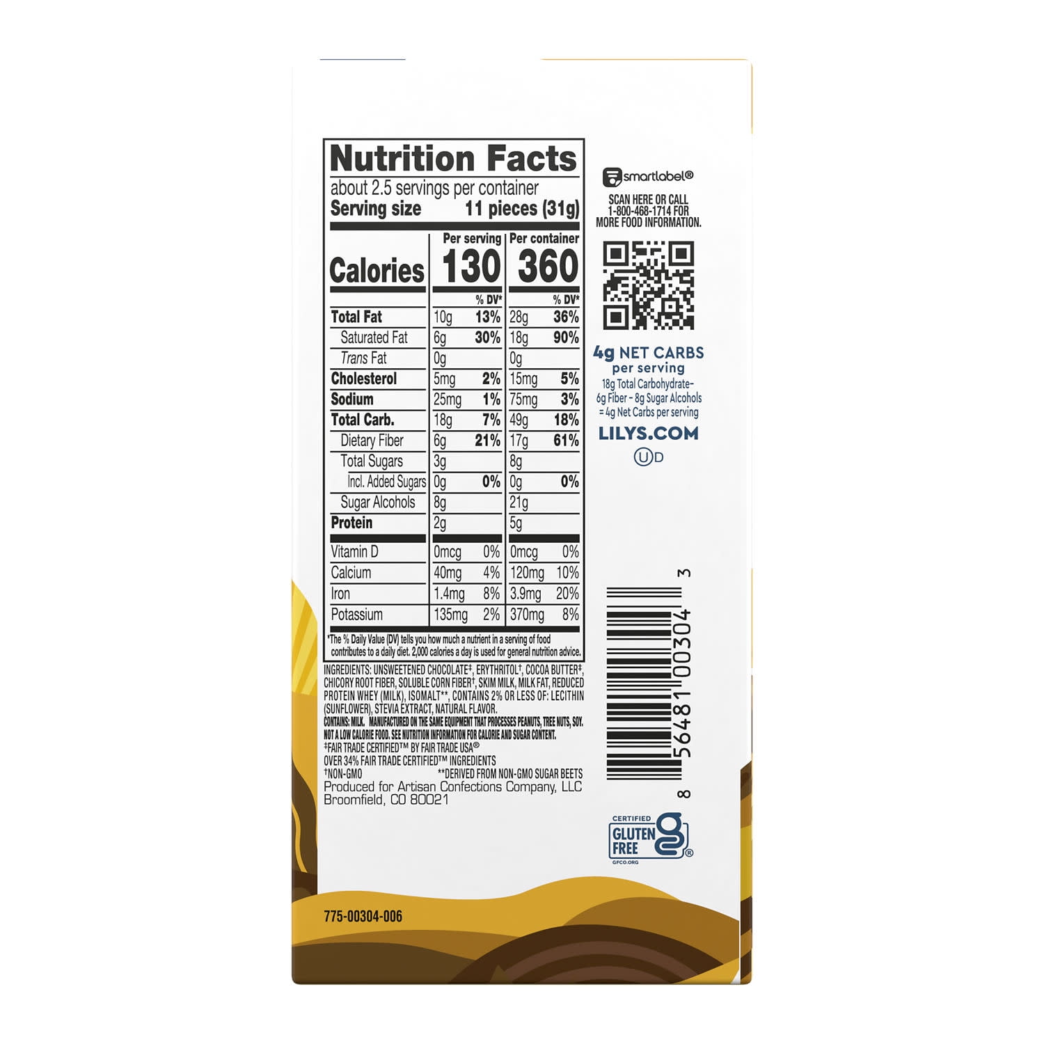 (2 pack) Lily's Creamy Milk Chocolate Style No Sugar Added Gluten Free Sweets, Bar 3 oz