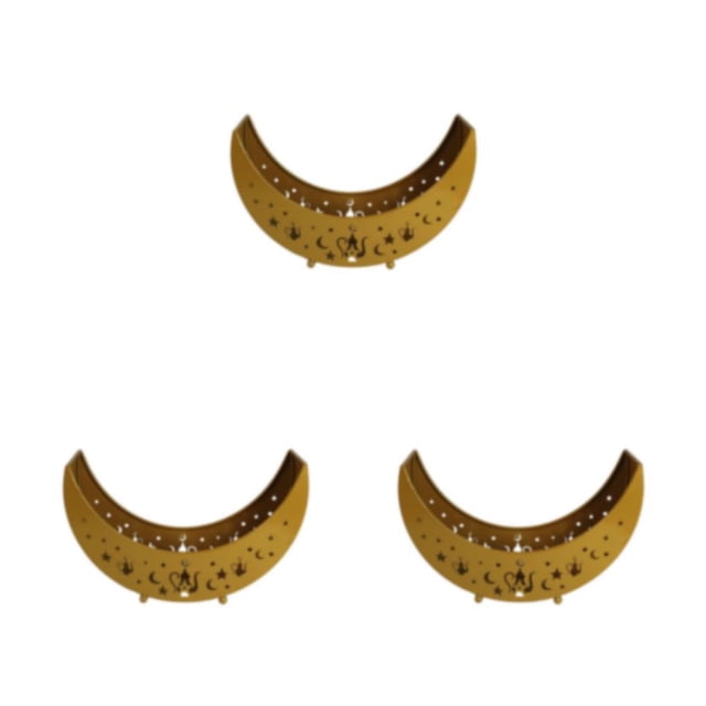 Bandeja de servicio decorativa Naiovety de hierro forma de luna color sólido